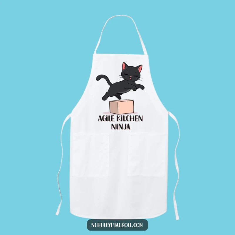 Funny Black Cat Apron: Kitchen Fun with a Leaping Feline, Perfect Chef Gift