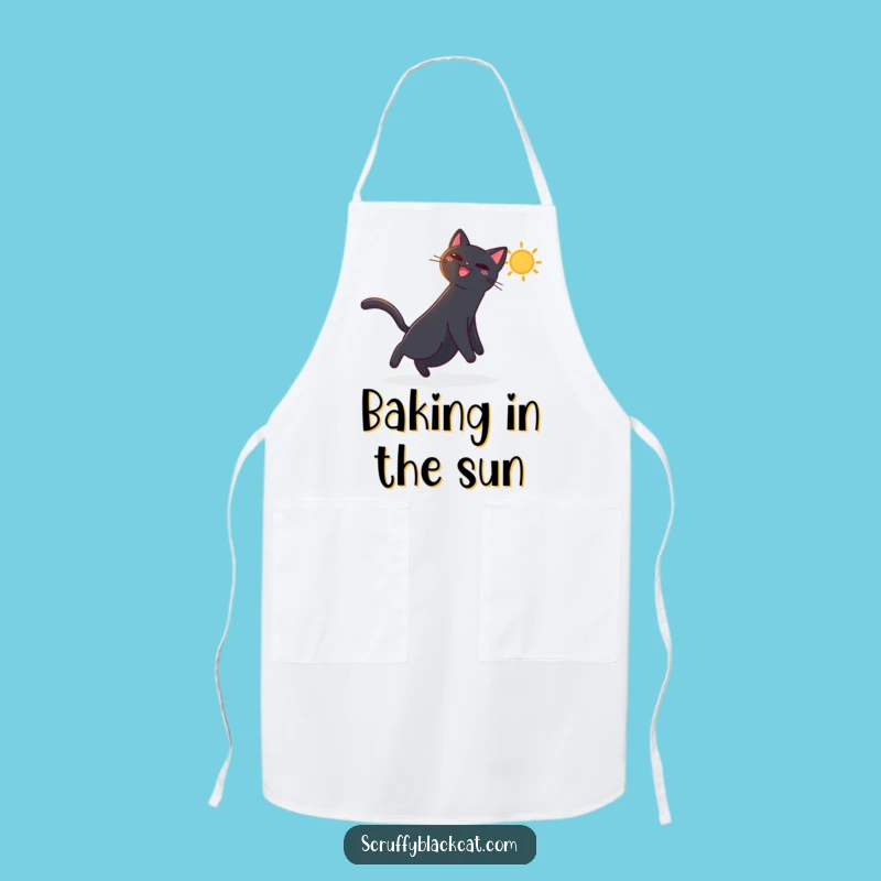 Funny Black Cat Sunbeam Apron - Joyful Humorous Kitchen Wear for Cat Fans