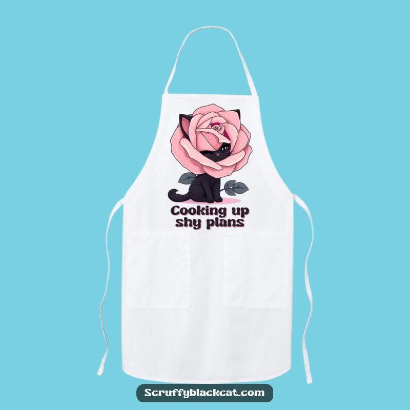 Funny Shy Black Cat Gothic Rose Apron: Cook with Humor