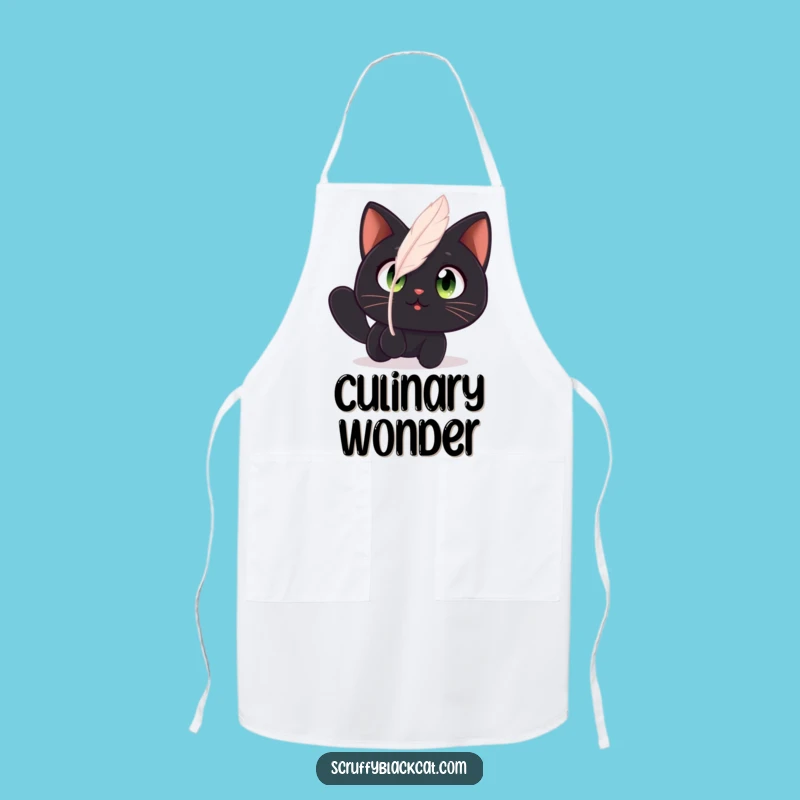 Funny Cat Feather Chef Apron: Amazed Cat Cook, Whimsical Funny Gift for Bakers