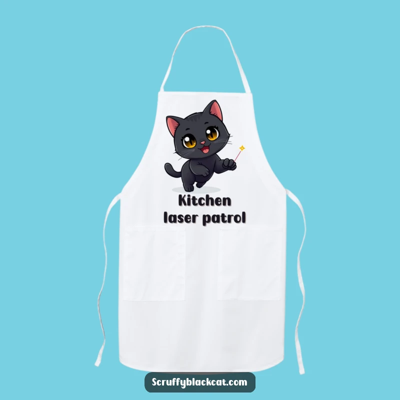 Funny Black Cat Laser Dot Apron - Protect Your Clothes with Hilarious Style