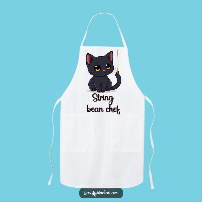 Funny Black Cat String Apron: Cook with Feline Fun!