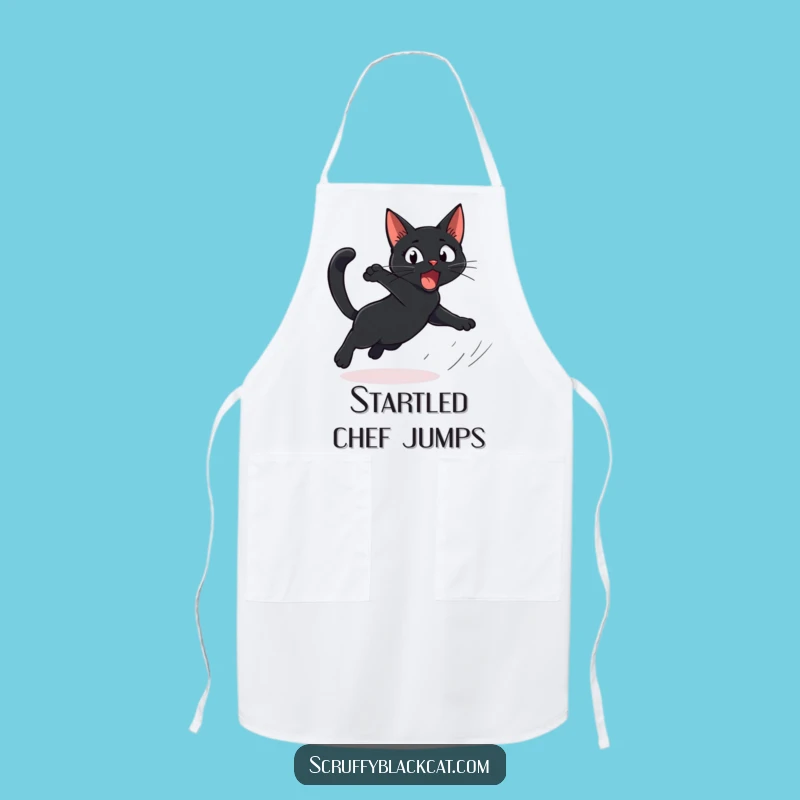Funny Cat Apron: Startled Cat Leap, Comedic Kitchen Fun, Humorous Gift