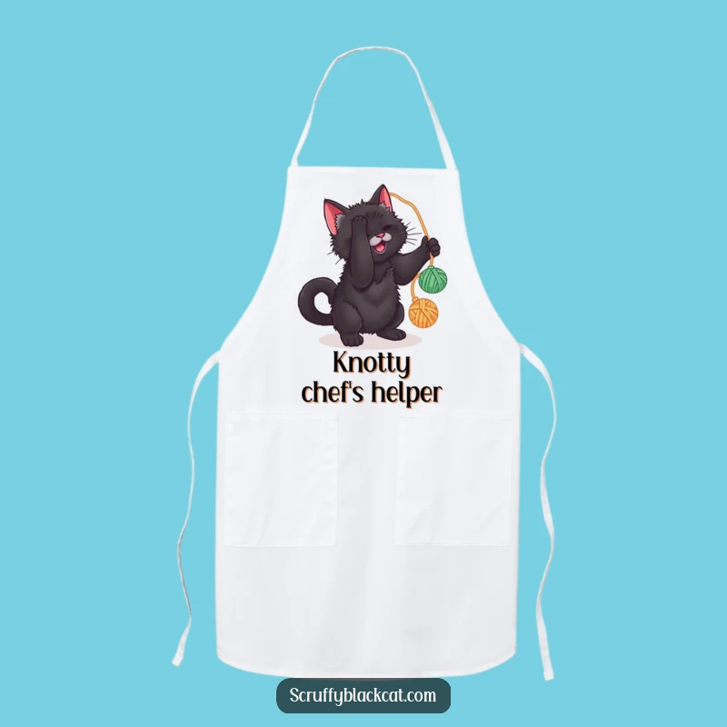 Funny Cat Yarn Kitchen Apron: Playful Cooking, Hilarious Cat Gift