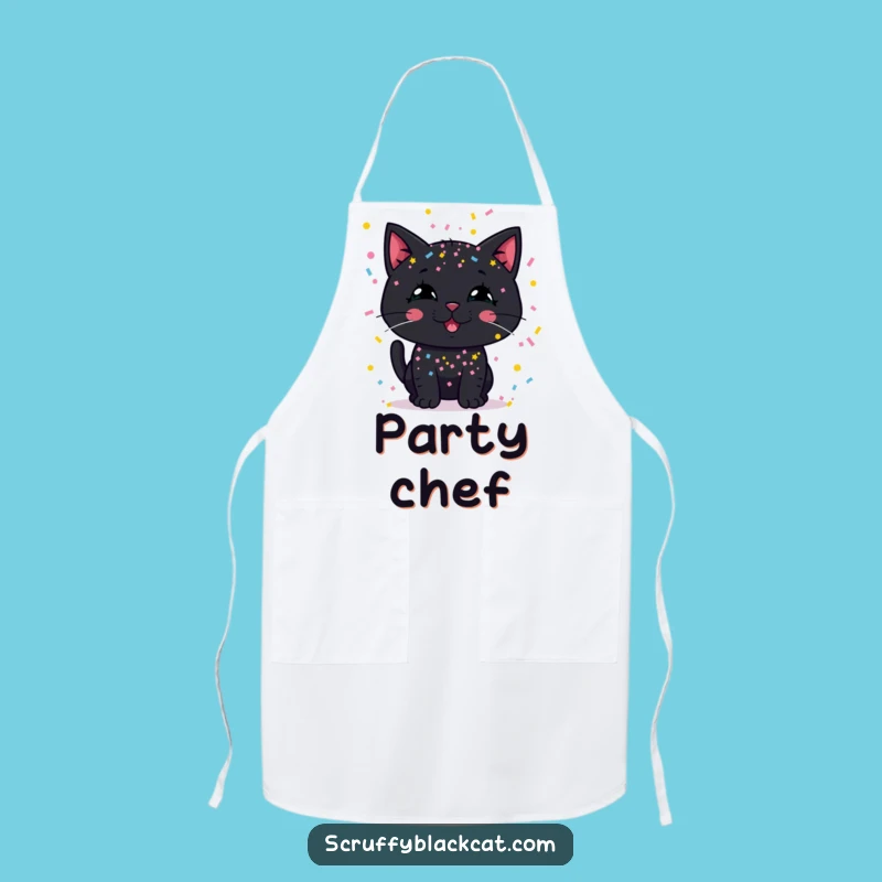 Funny Confetti Cat Apron: Hilarious Kitchen Companion for Party Hosts