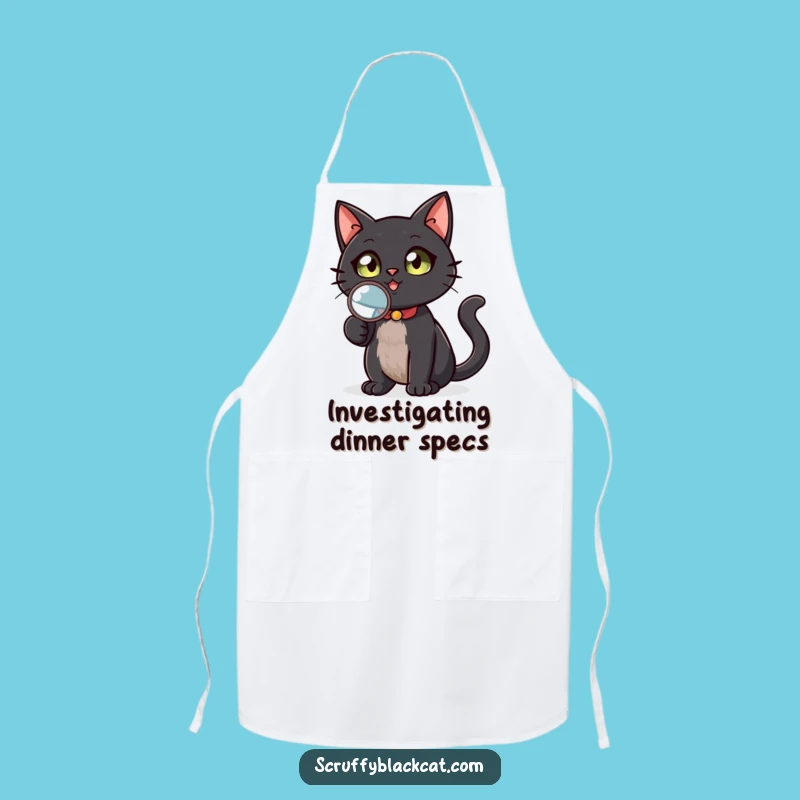 Funny Black Cat Chef Apron - Bake Mysteries in the Kitchen, Perfect Gift!
