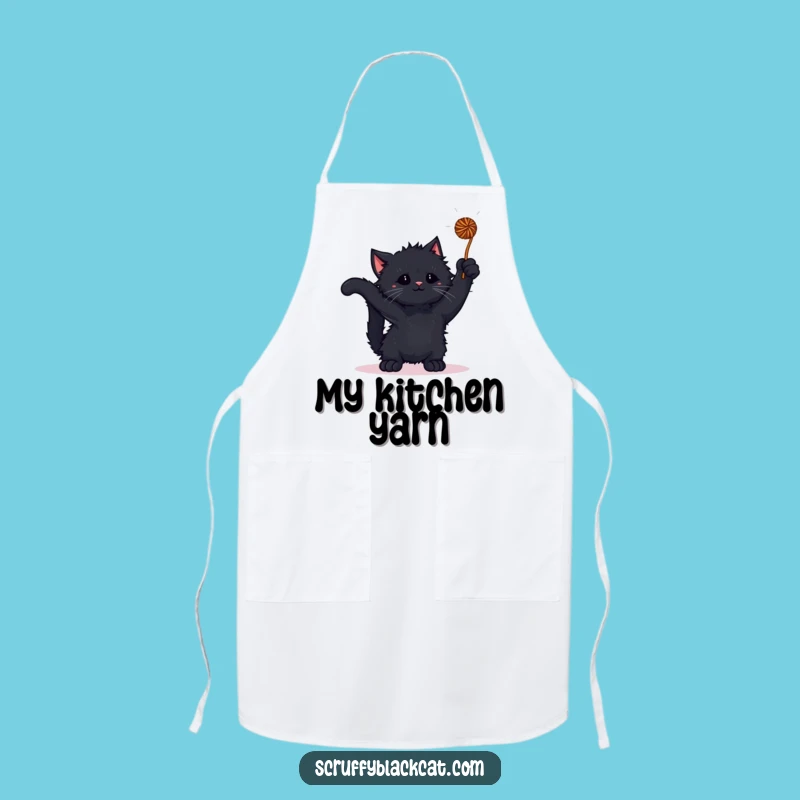 Funny Kitten Yarn Guard Apron: Scruffy Cat Chef, Whimsical Funny Gift for Bakers