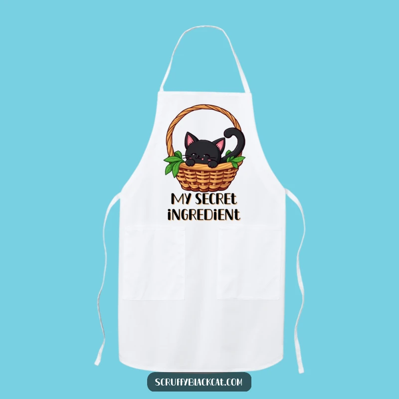 Funny Cat Apron: Black Cat Peek-a-Boo, Kitchen Humor Gift