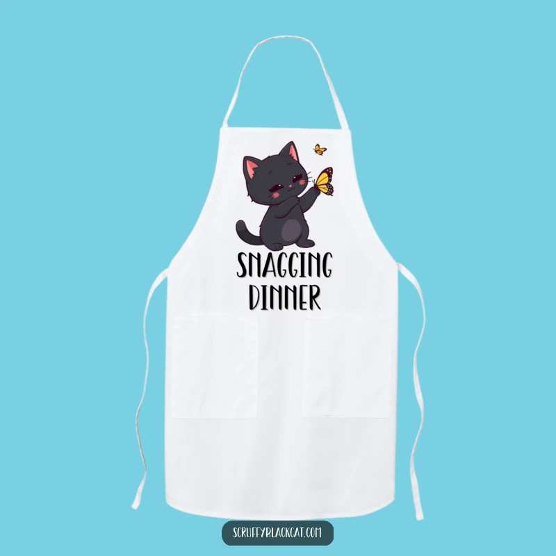 Funny Kitchen Cat Butterfly Chase Apron - Playful Cooking & Hilarious Gift!