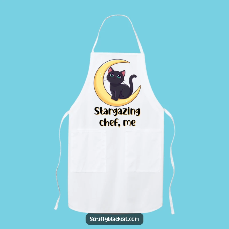 Funny Bold Black Cat Moon Apron: Cook Under the Stars