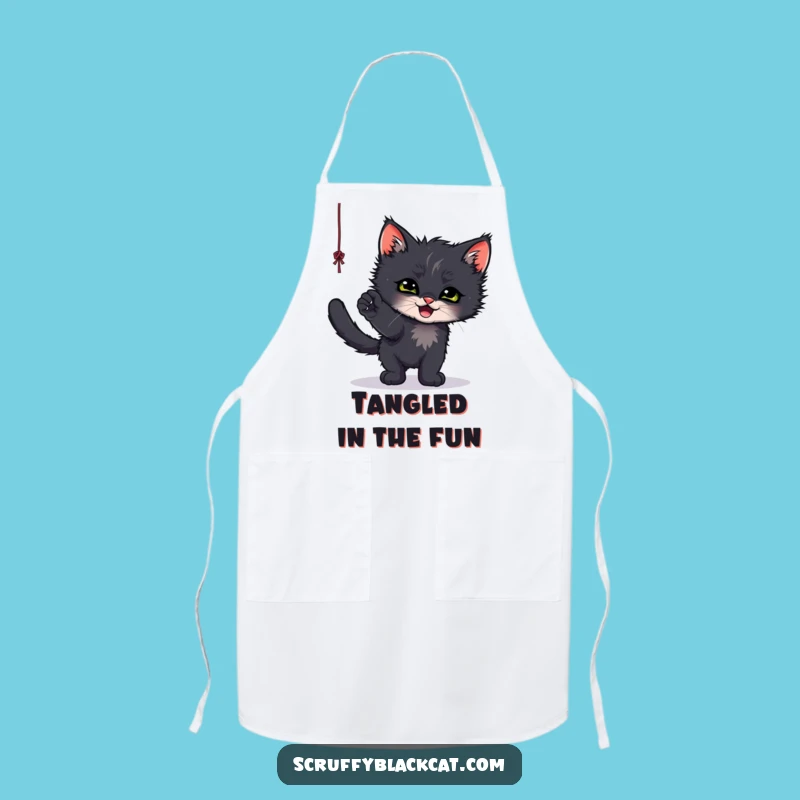 Funny Kitten String Chase Apron - Cook with Playful Charm!