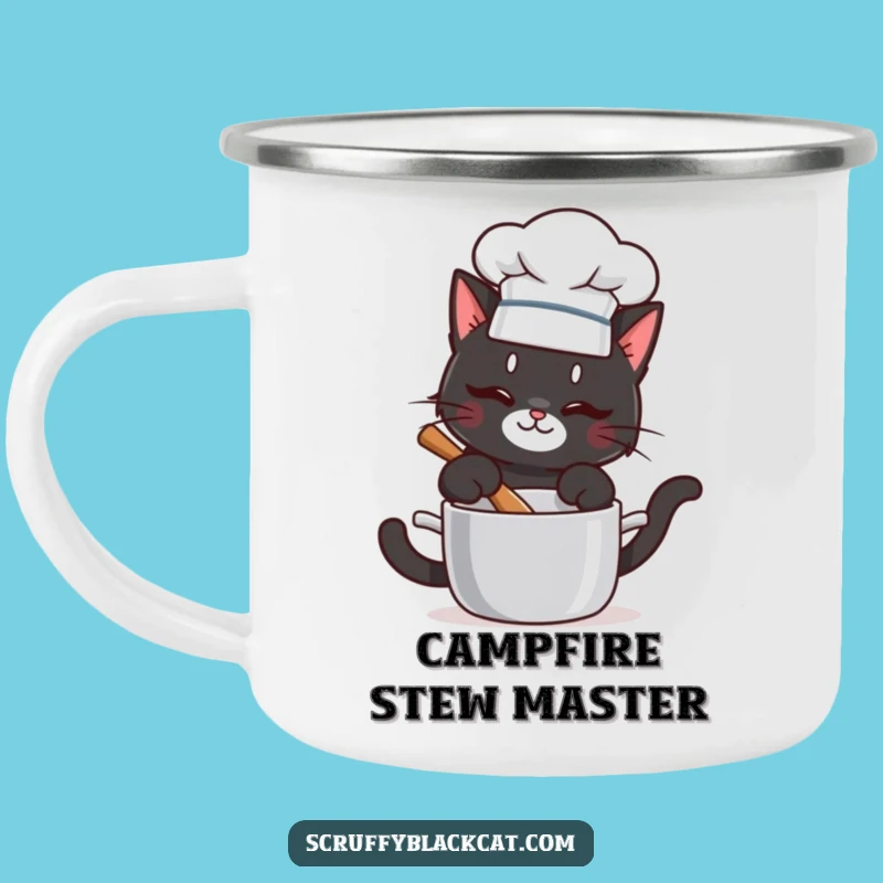 Funny Chef Cat Camp Mug: Outdoor Cooking, Purrfect Cat Gift