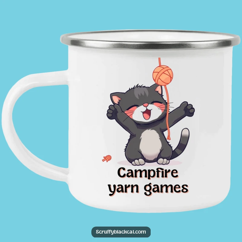 Durable Funny Cat Yarn Ball Camping Mug - Adventure with a Feline Twist