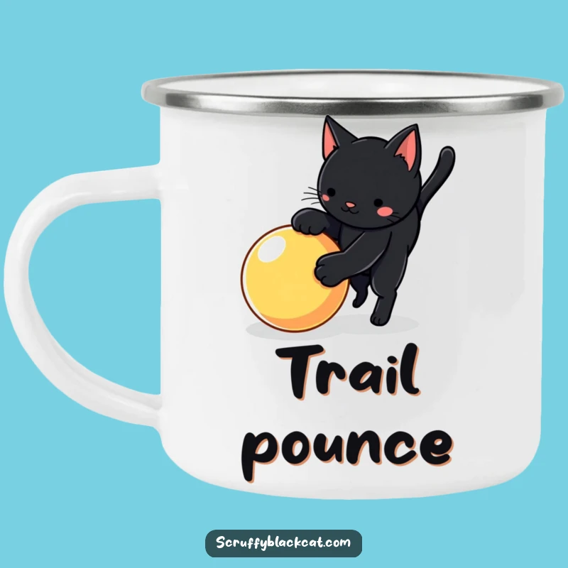 Funny Cat Camp Pounce Mug: Playful Cat Outdoor Action, Durable Funny Gift