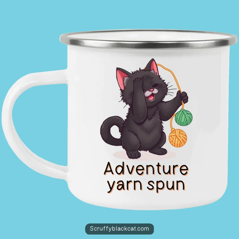 Funny Cat Yarn Camp Mug: Outdoor Playfulness, Purrfect Cat Gift