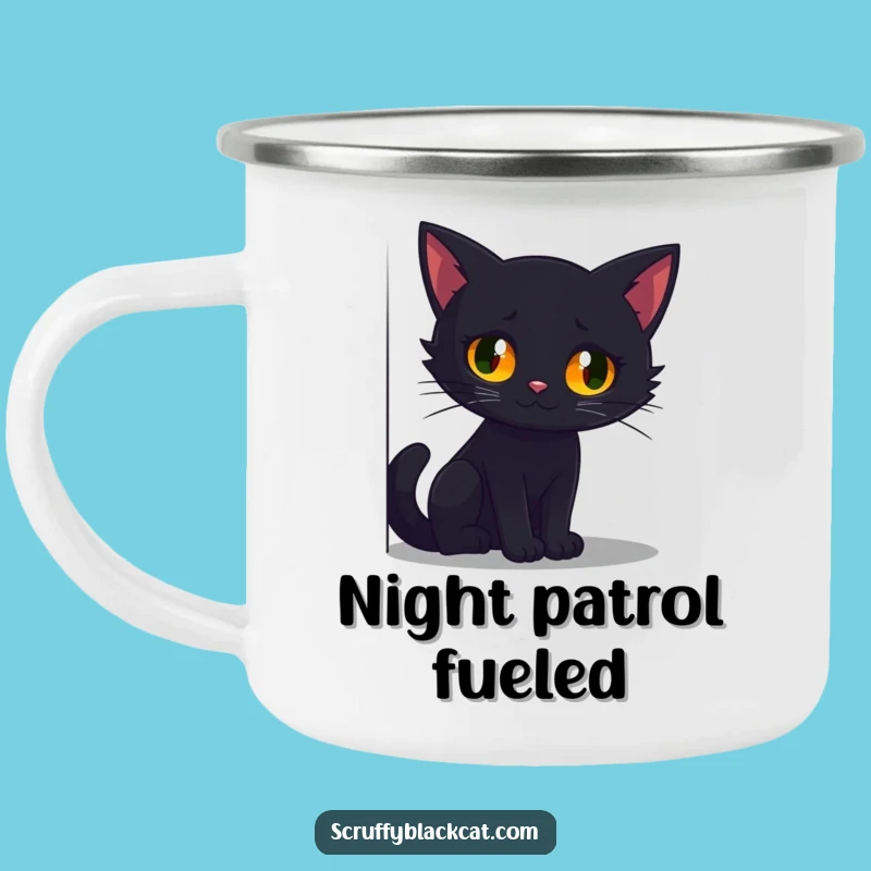 Funny Glowing Eyes Black Cat Camping Mug - Spooky Humorous Outdoor Gear