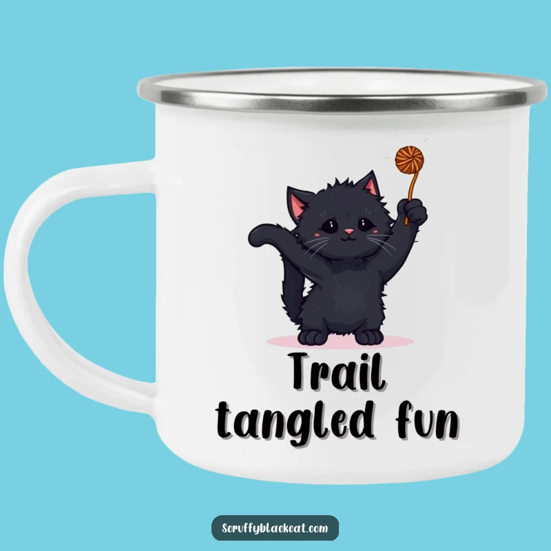 Funny Kitten Camp Yarn Mug: Scruffy Cat Outdoor Fun, Durable Funny Gift