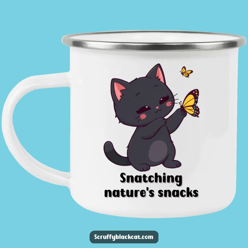 Funny Adventure Cat Butterfly Mug - Durable & Hilarious Outdoor Feline Gift!