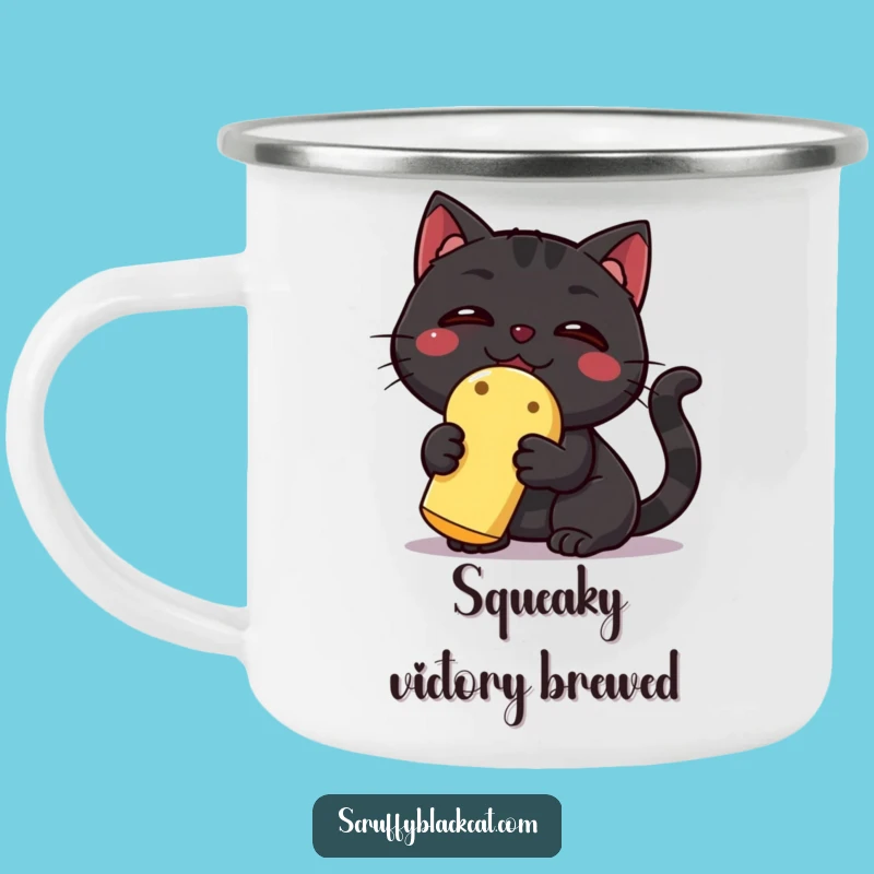 Funny Black Cat Camping Mug: Hilarious Outdoor Gear for Cat Lovers with a Triumphant Pet