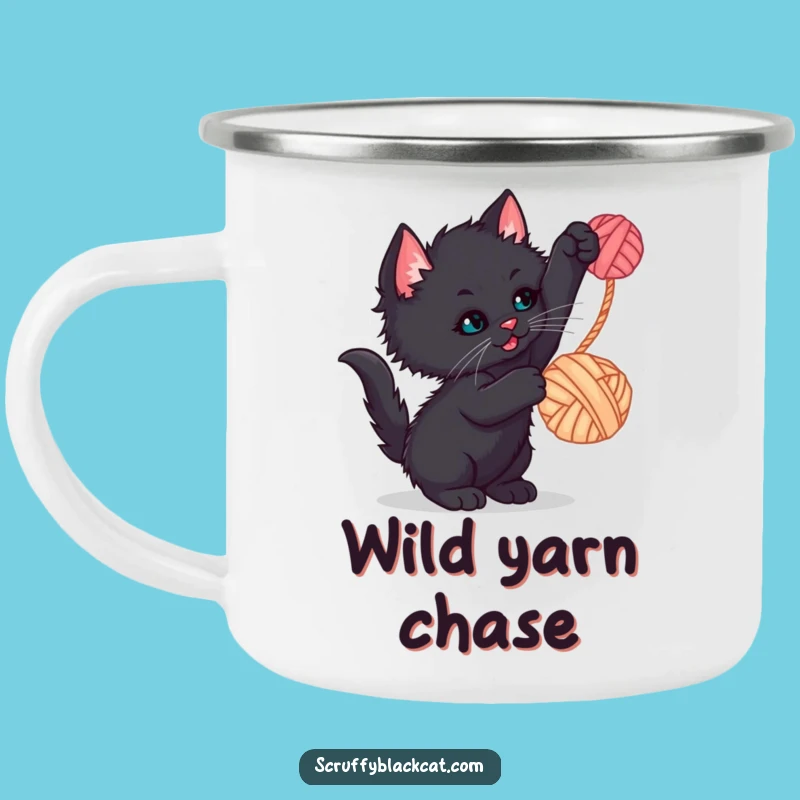 Funny Kitten Yarn Ball Camping Mug - Adventure-Ready Hilarious Drinkware