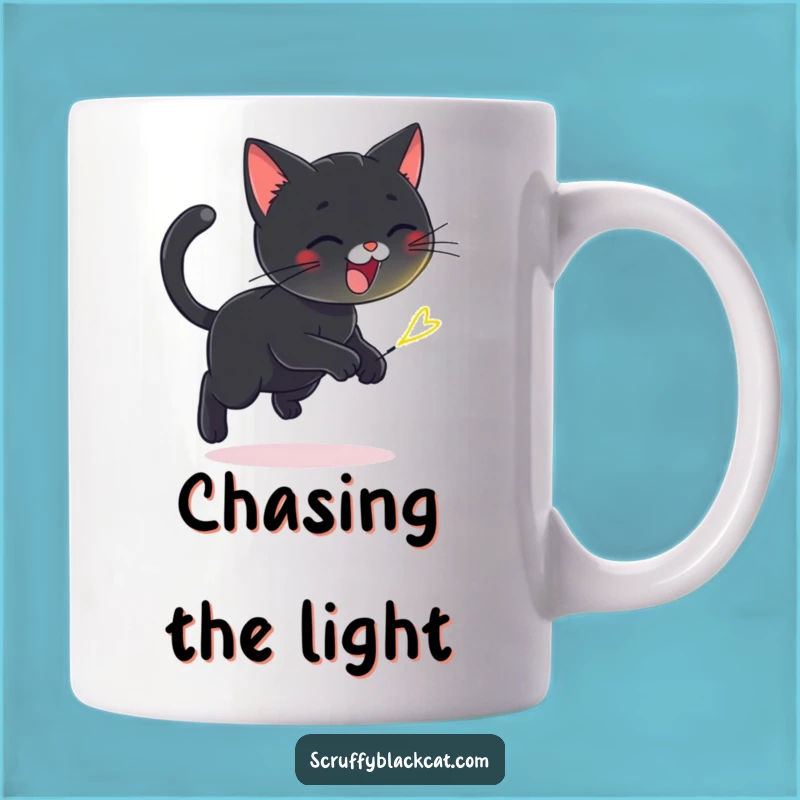 Funny Cat Firefly Chase Mug - Playful Pet Humor Gift