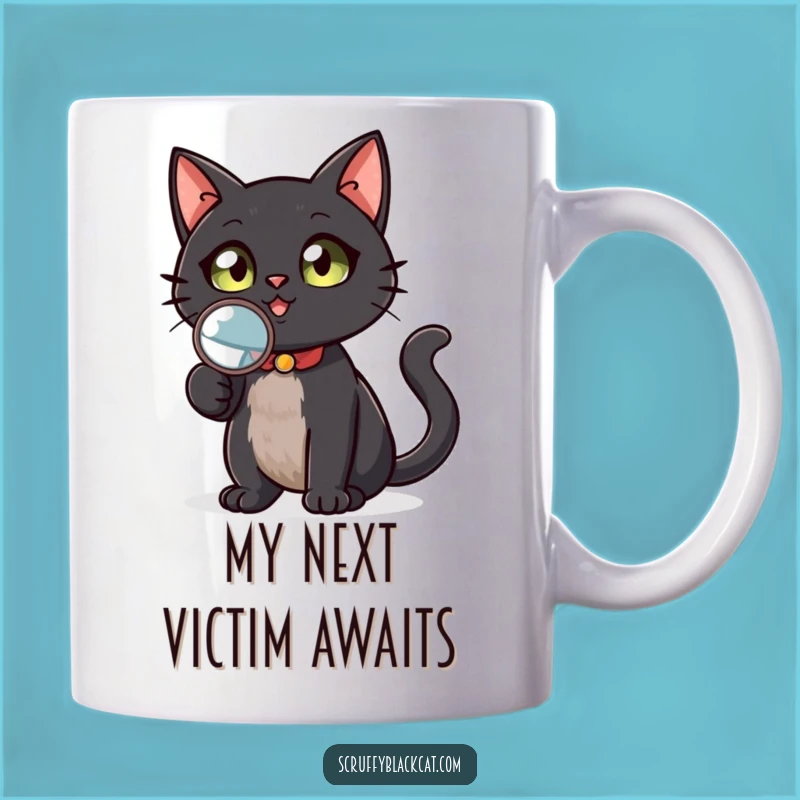 Funny Black Cat Detective Mug - Sherlock Meow is on the Case, Perfect Gift!