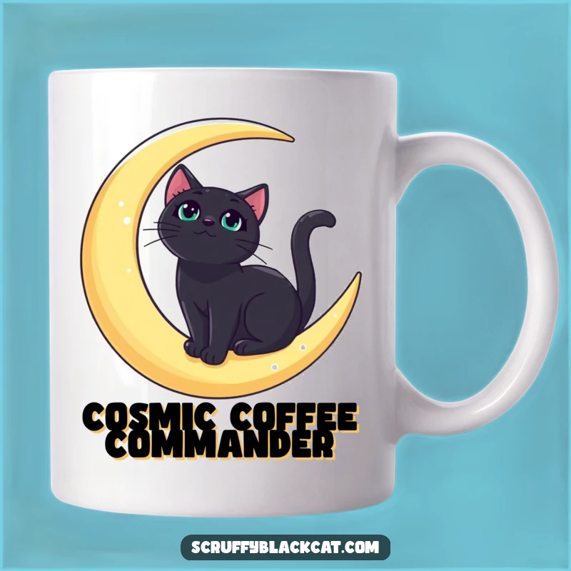 Funny Bold Black Cat Moon Mug: Majestic & Humorous Gift
