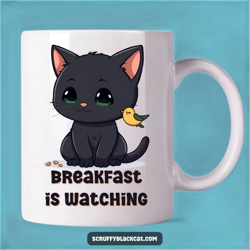 Funny Cat Birdseed Mug: Curious Kitty's Quest, Perfect Feline Gift