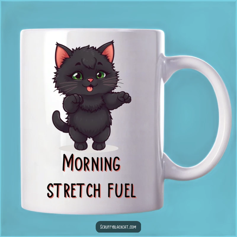 Funny Fluffy Kitten Stretch Mug: Adorable Humor for Cat Enthusiasts!