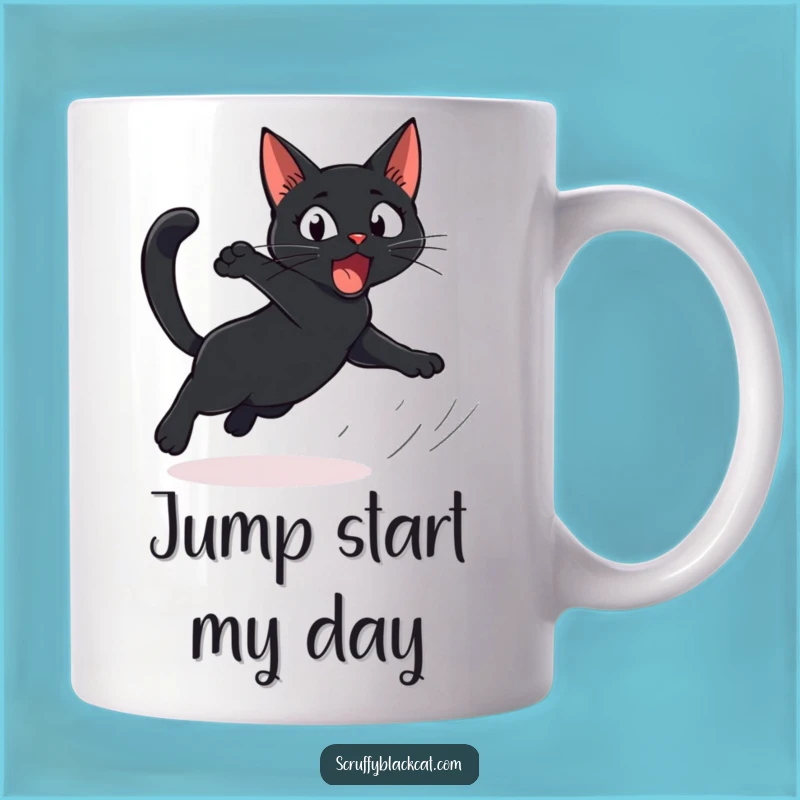 Funny Cat Startle Mug: Leaping Feline Surprise, Comedic Chaos, Perfect Gift