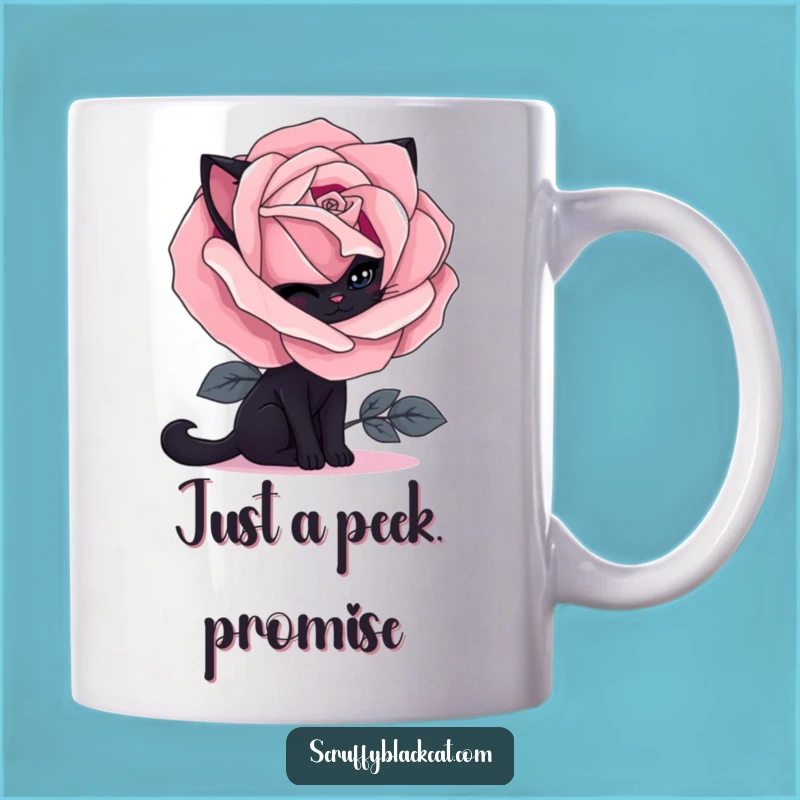 Funny Shy Black Cat Gothic Rose Mug: A Perfect Gift for Cat Lovers