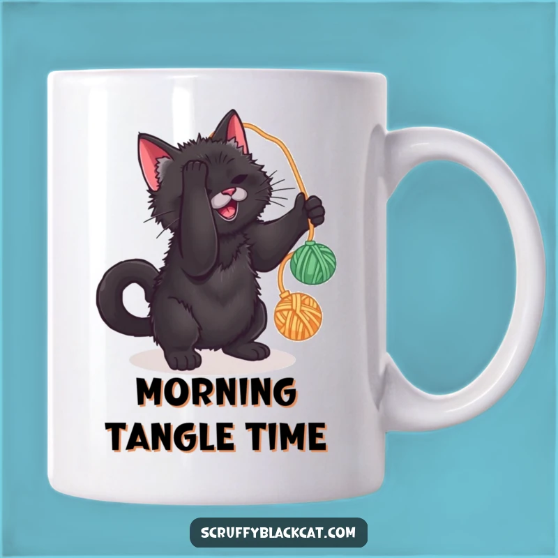 Funny Cat Yarn Mug: Playful Scruffy Cat Fun, Purrfect Gift