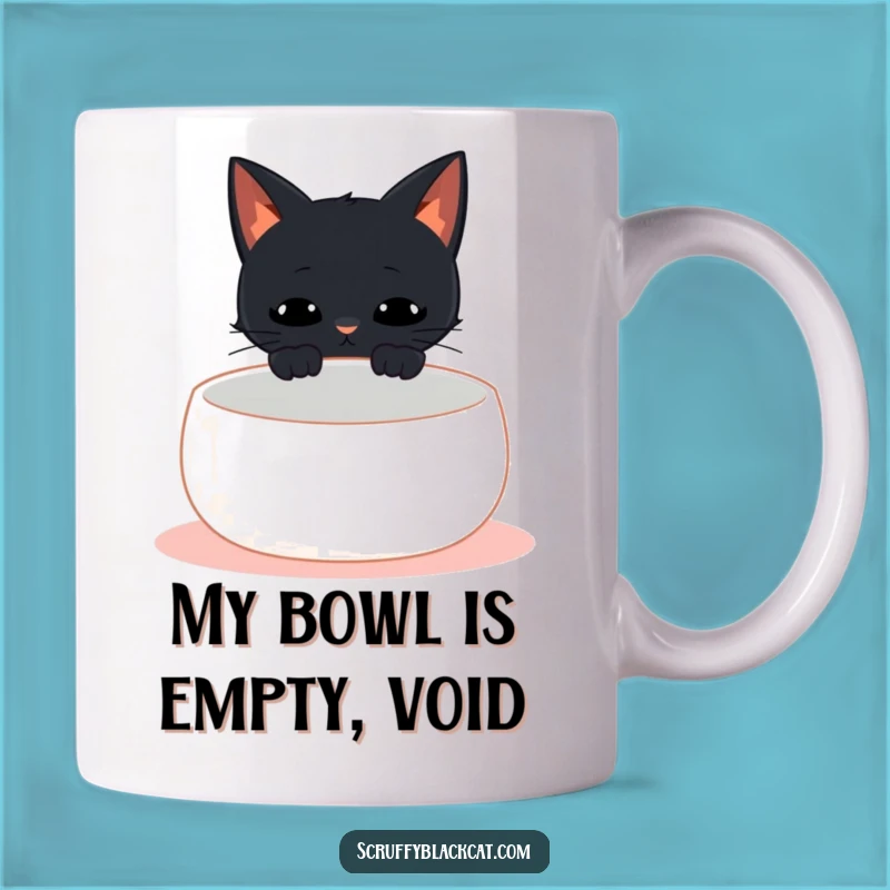 Funny Empty Bowl Cat Meow Mug - Hilarious Hungry Feline Gift for Pet Parents