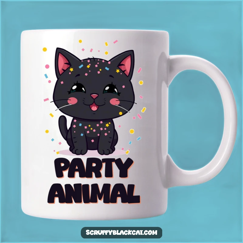 Funny Confetti Cat Mug: Perfect Gift for Party Animals