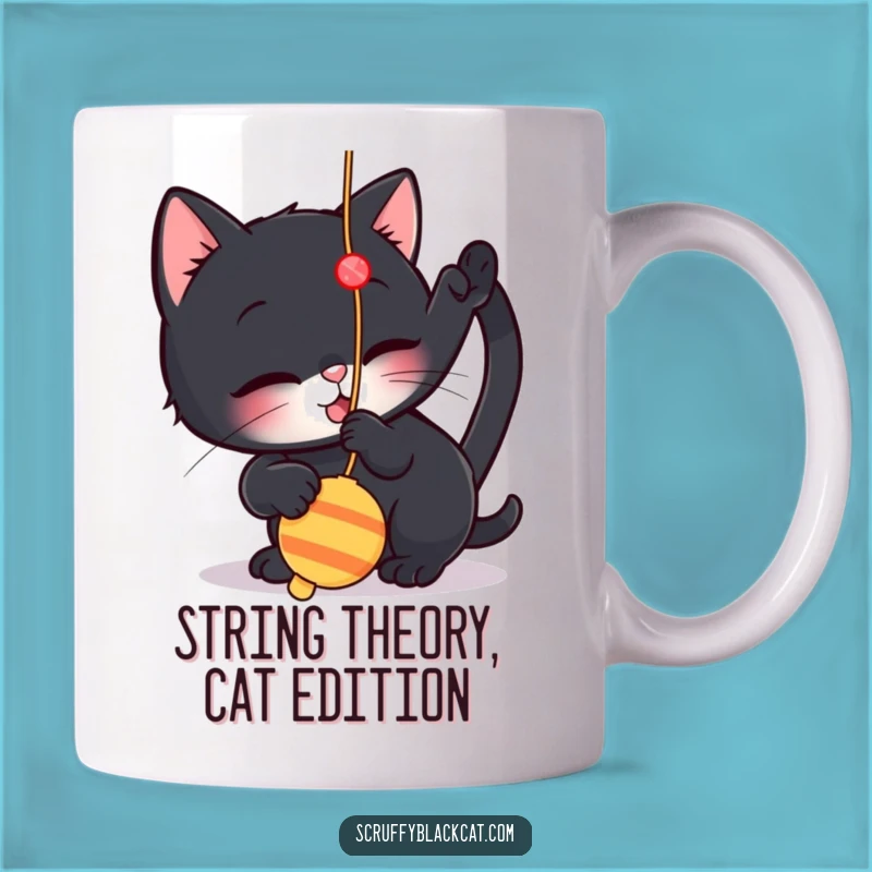 Funny Cat Mug: Playful Kitten with String Toy, Perfect Funny Gift!