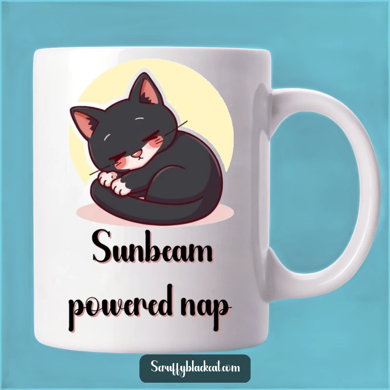 Funny Content Cat Sunbeam Mug - Relaxing Feline Zen Gift for Cat Lovers