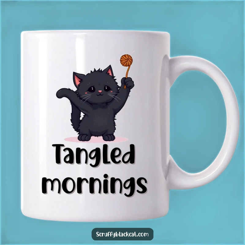 Funny Kitten Yarn Play Mug: Adorable Scruffy Kitten, Purrfect Funny Gift for Cat Lovers