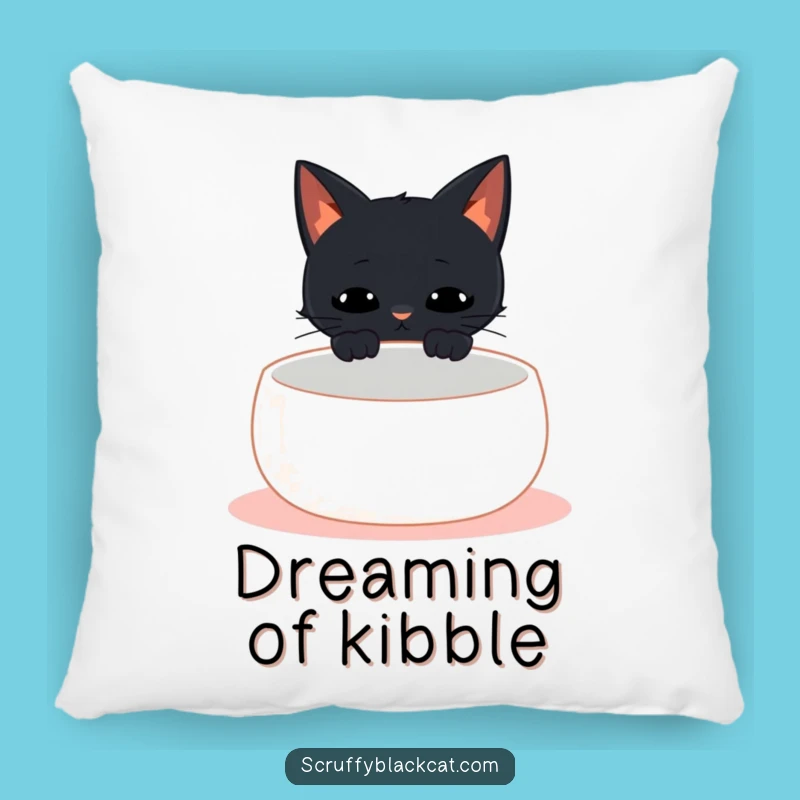 Funny Empty Bowl Cat Meow Pillow - Cozy & Hilarious Cat Bedding Gift