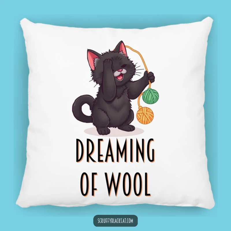 Funny Cat Yarn Comfort Pillow: Cozy Playtime, Purrfect Cat Gift