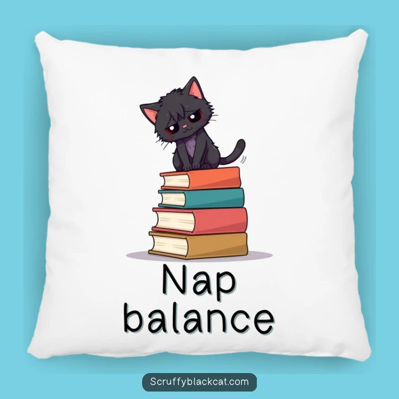 Funny Book Cat Balance Pillow: Cozy Comfort for Literary Felines