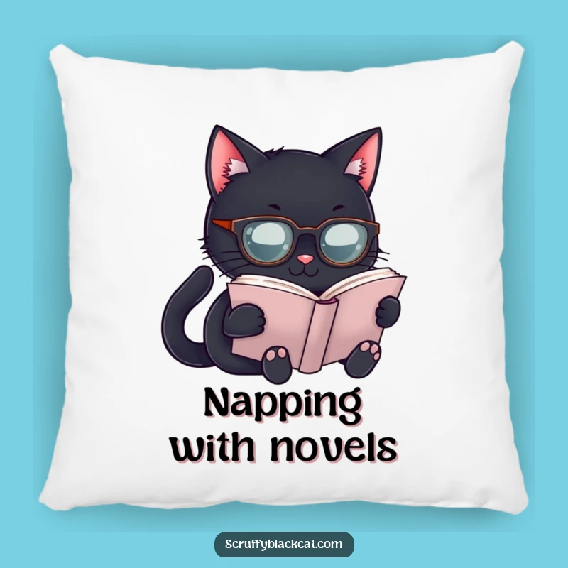 Funny Scholar Cat Pillow: Cozy Reader, a Hilarious Gift!