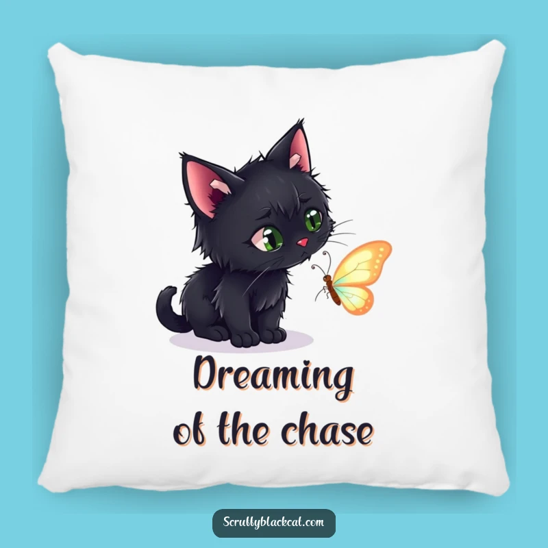 Funny Scruffy Black Cat Butterfly Pillow - Comfy & Humorous Accent for Cat Fans