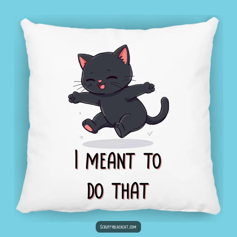 Funny Black Cat Leap Fail Pillow - Cozy & Hilarious Cat Nap Decor Gift