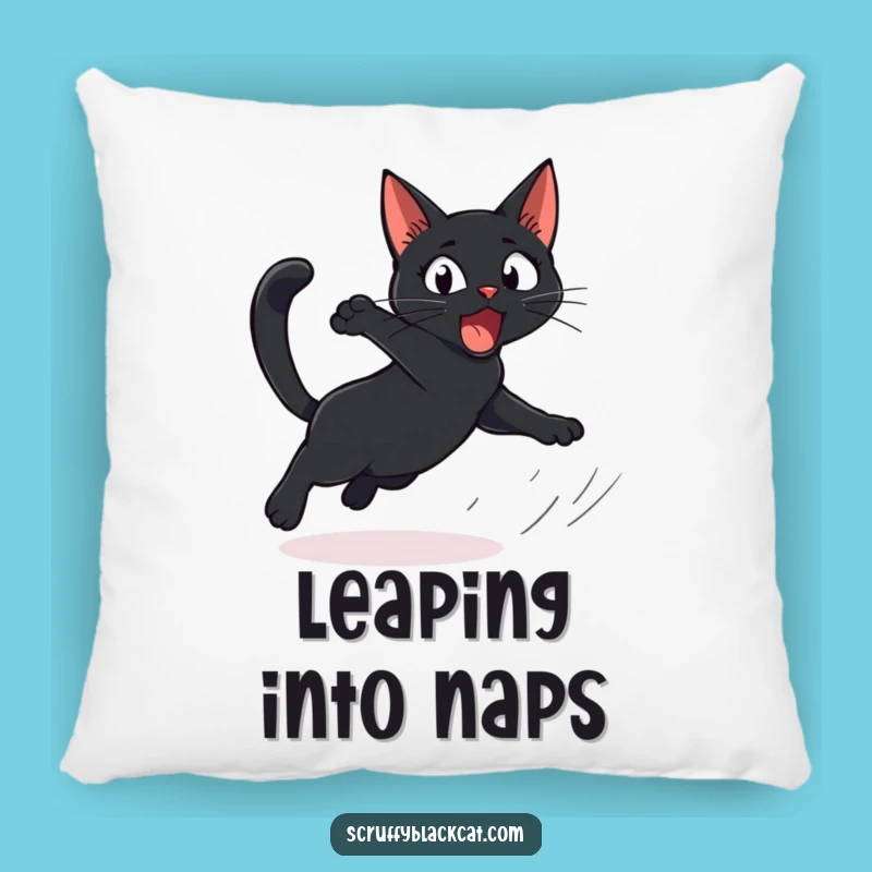 Funny Cat Pillow: Startled Cat Leap Cushion, Cozy Comedic Decor, Gift
