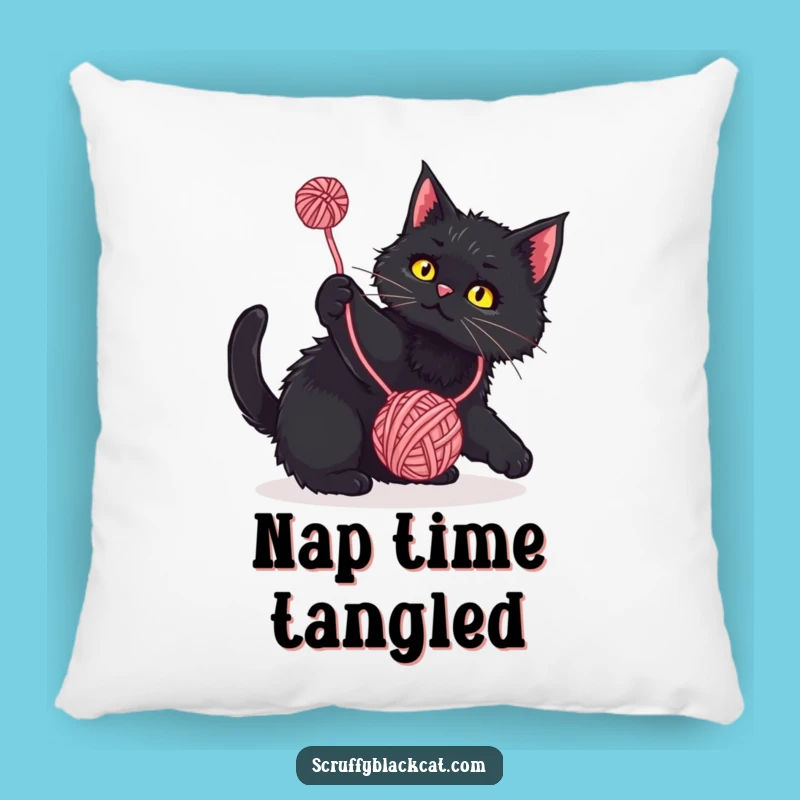 Funny Cat Pillow: Playful Yarn Batting Cushion, Cozy Feline Gift