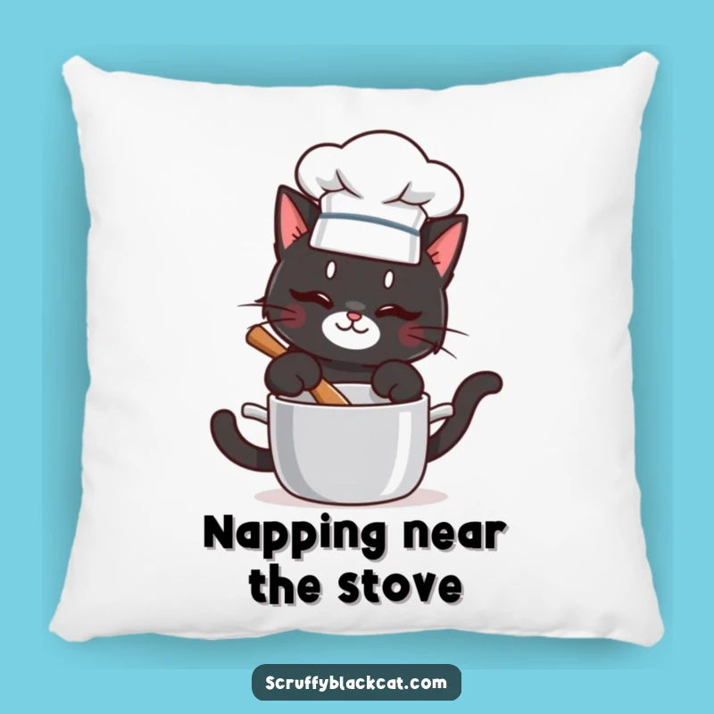 Funny Chef Cat Comfort Pillow: Cozy Kitchen Fun, Purrfect Cat Gift