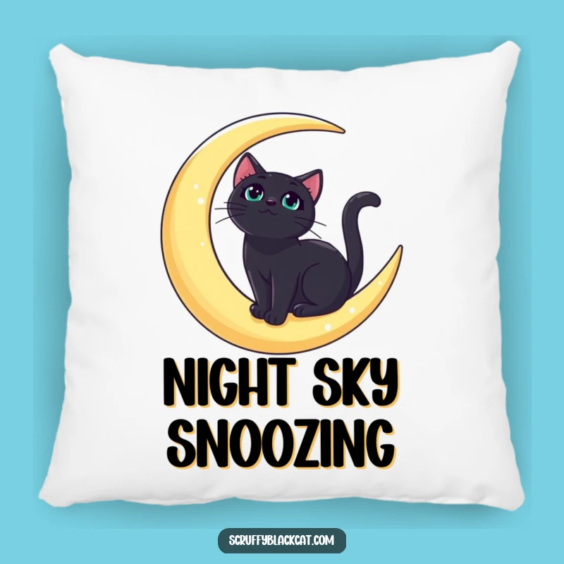 Funny Bold Black Cat Moon Pillow: Cozy Celestial Accent