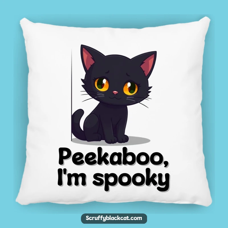 Funny Black Cat Glowing Eyes Pillow - Cozy & Spooky Humorous Accent