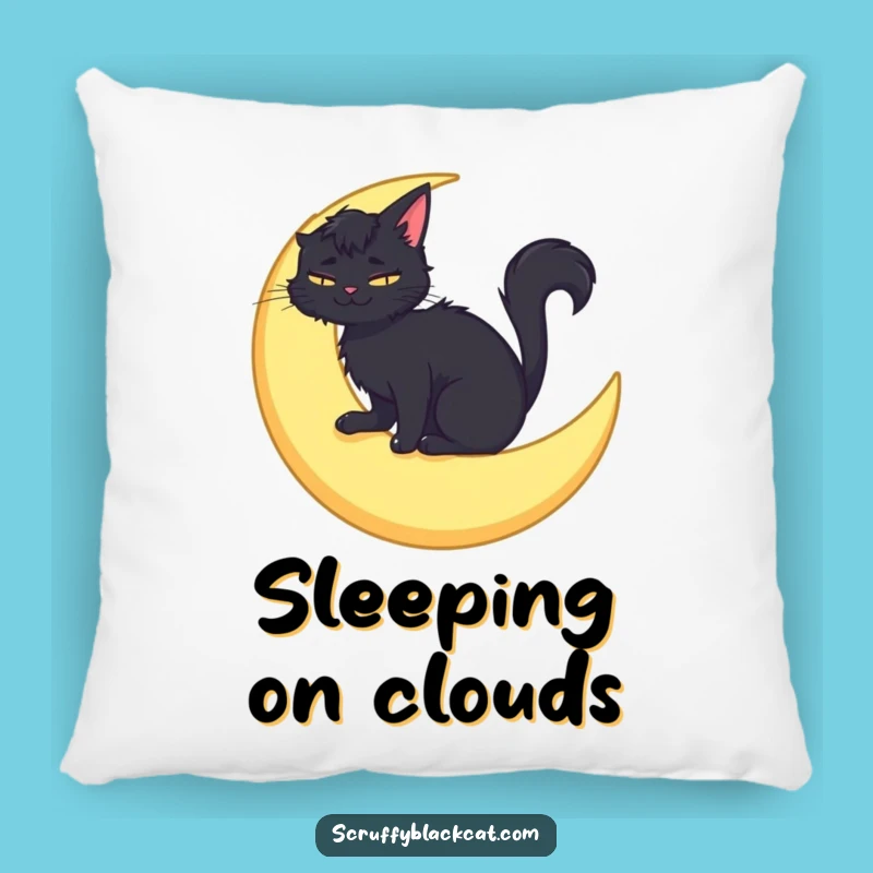 Funny Moon Cat Pillow: Scruffy Cat Comfort, Comfy Celestial Gift