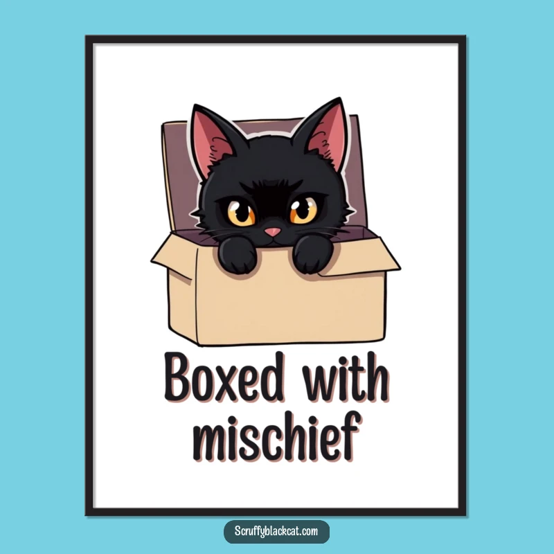 Funny Cat Digital Art: Mischievous Cat Box Peek, Instant Mystery Decor, Gift Idea
